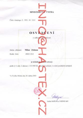 Certifikát PO Z1